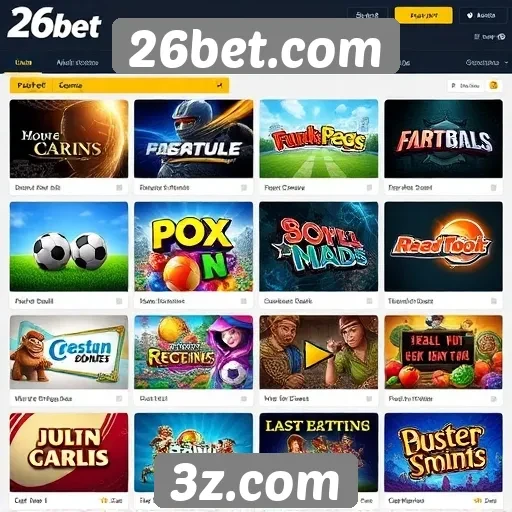 Variedade de jogos disponíveis em 26bet